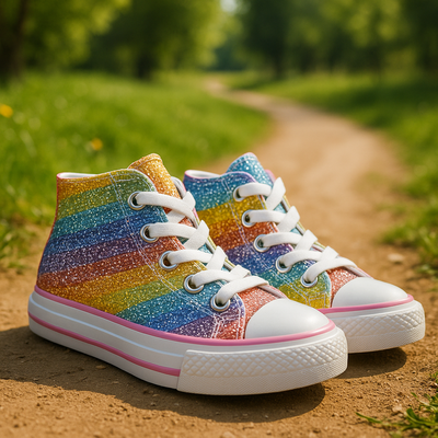 Zapatilla Botitas Niñas brillos shine Arcoiris 