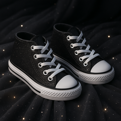Zapatilla Botitas Niñas brillos shine Negro 