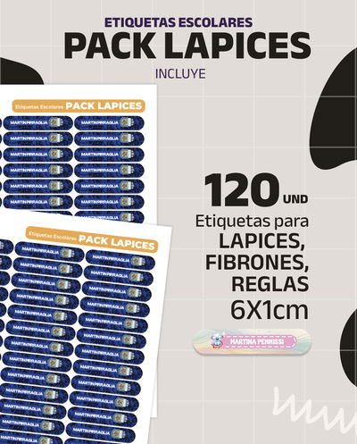 Etiquetas escolares PACK LÁPICES
