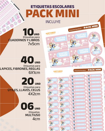 Etiquetas escolares PACK MINI