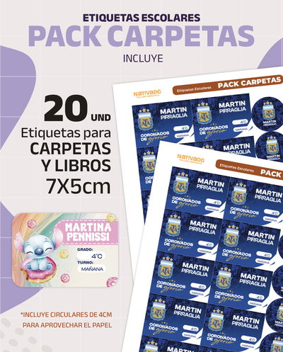 Etiquetas escolares PACK CARPETAS