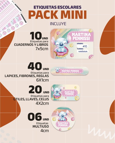 Etiquetas escolares PACK MINI