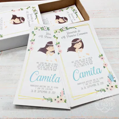 Kit de Comunión Personalizado Estampitas, Banderines, Toppers y Stickers