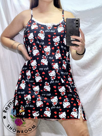 CAMISOLIN KITTY FONDO NEGRO