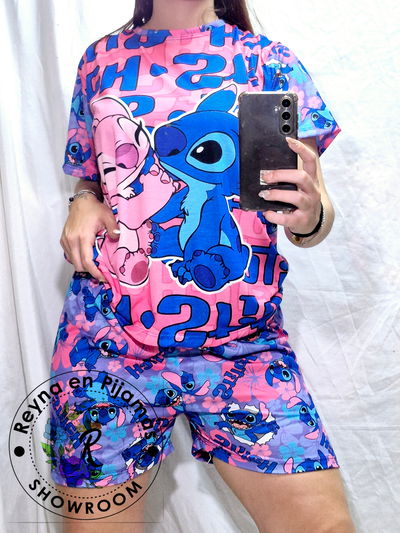 PIJAMA VERANO ROSA Y AZUL