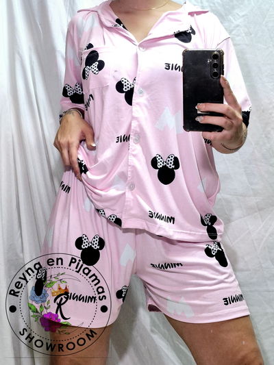 PIJAMA CAMISERO MINNIE ROSA