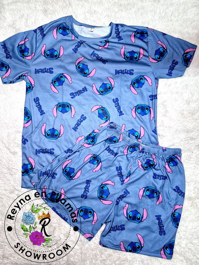 PIJAMA VERANO STITCH CELESTE