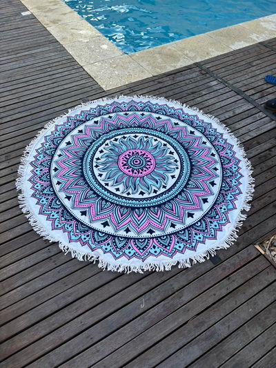 LONA CIRCULAR MANDALA FUCCIA Y CELESTE