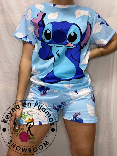 PIJAMA VERANO STITCH CELESTE