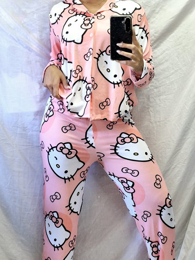PIJAMA CAMISERO INVIERNO KITTY 
