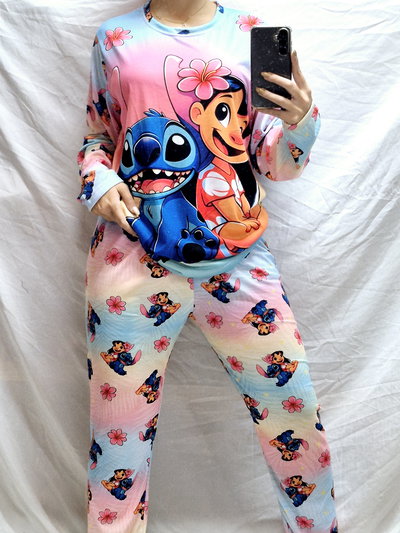 PIJAMA INVIERNO STITCH ROSA 