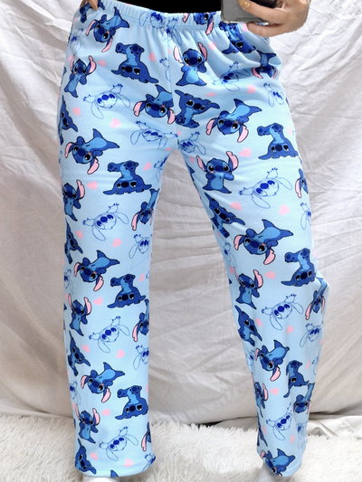 PANTALON PLUSH STITCH CELESTE 