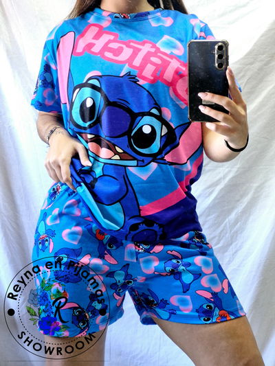 PIJAMA VERANO STITCH AZUL