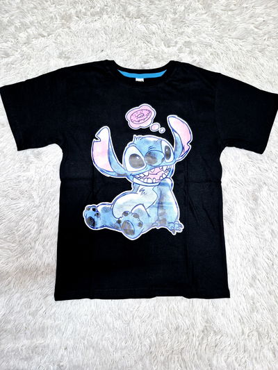REMERA ANIMADA STITCH NEGRO