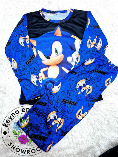 PIJAMA INVIERNO SONIC AZUL Y NEGRO