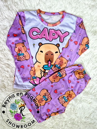PIJAMA INVIERNO CAPYBARA VIOLETA