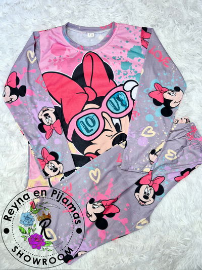 PIJAMA INVIERNO MINNIE ROSA Y VERDE