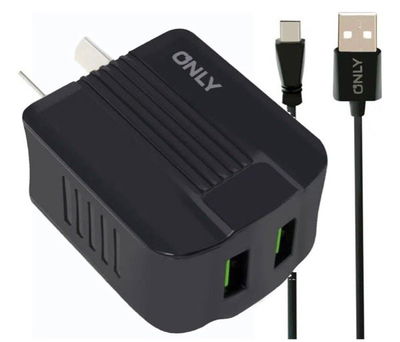 CARGADOR ONLY 6A 2 USB+ CABLE TIPO C