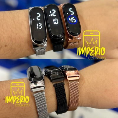 Reloj digital malla metálica