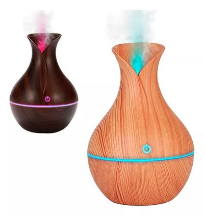 Humidificador led jarrón de madera 