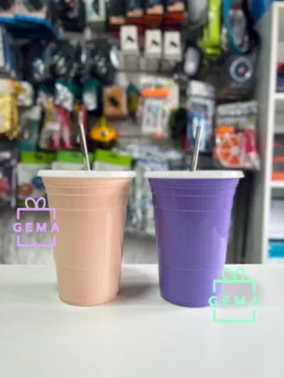 Vaso americano con tapa y sorbete de acero inox -Vibra de Paz