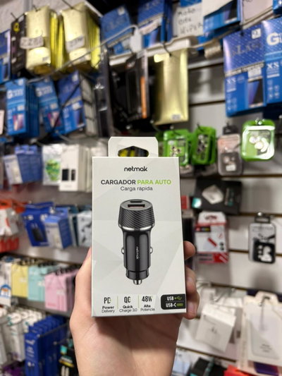 Cargador tipo C Netmak de 48W, 12V para auto