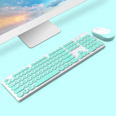 Combo Teclado + Mouse inalambrico color pastel TWolf t770