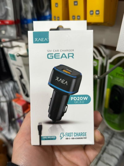 Cargador 12V Tipo C + USB de 20W INCLUYE CABLE TIPO C