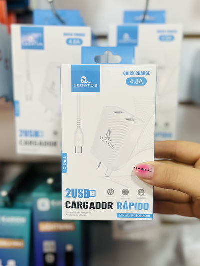 Cargador legatus 4.8A 2 usb + cable tipo c