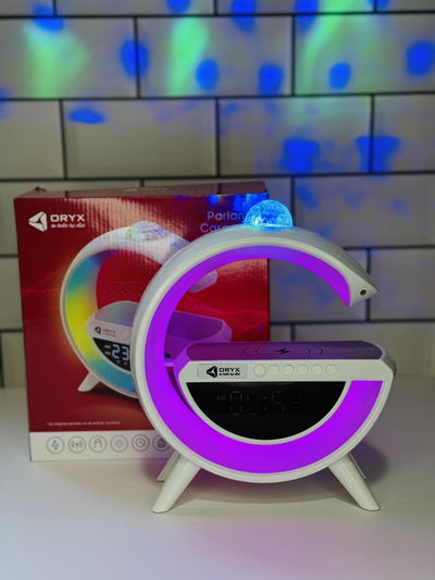 Parlante G con reloj y luz bolichera
