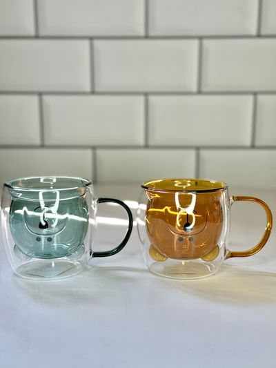 Taza de oso doble vidrio 250ml- vibra de paz