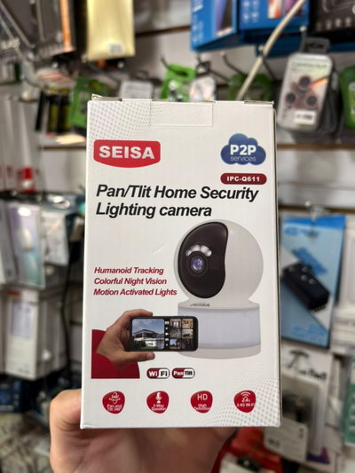 Cámara de Seguridad IP SEISA 2K Wi-Fi -Q611 – Seguimiento IA, Visión Nocturna y Luz LED