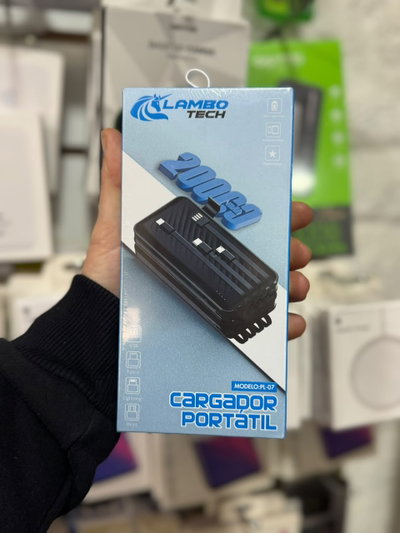 Powerbank cargador portatil 20.000 MAh 4 en 1 incluye Tipo c, Lightning, USB y Micro USB