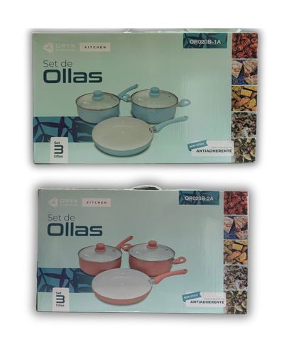 Set de 3 ollas pasteles Oryx