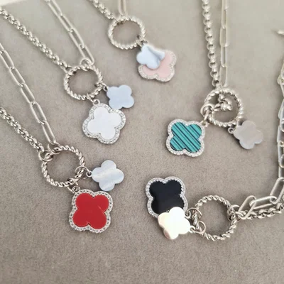 Collar argolla y Trébol 