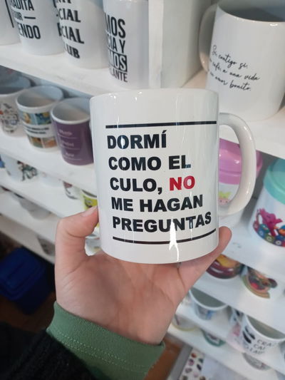 Taza de cerámica, Dormí como el culo