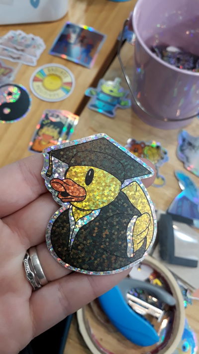 Vinilo holográfico glitter PATITO GRADUADO
