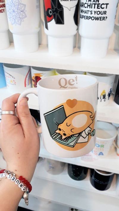Taza de cerámica, michi naranja