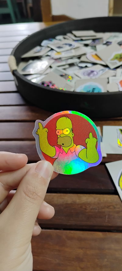 Vinilo holográfico Homero fuckyou