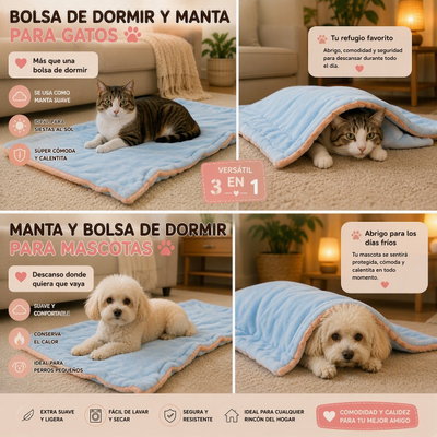 3 en 1 Manta convertible nido mascotas 