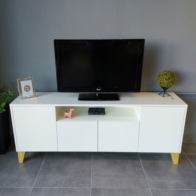 Rack 1,60 blanco patas madera