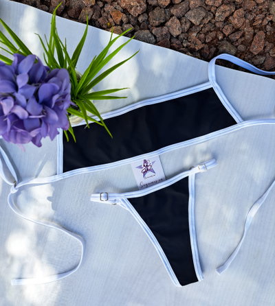 Bikini EMILIA Negro borde Blanco