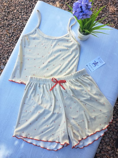 Pijama Corto Beige Cerecitas