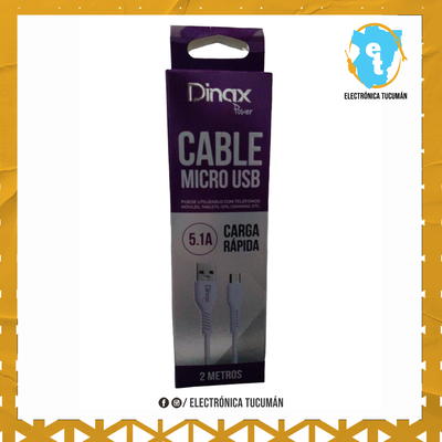 CABLE USB a MICRO CARGA RÁPIDA Y DATOS 5.1 A dinax 2 metros