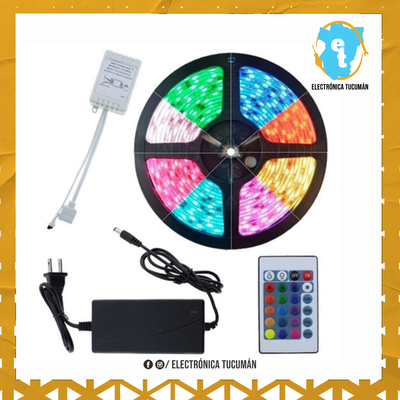 TIRA LED RGB 5 METROS EXTERIOR + CONTROLADOR + FUENTE + CONTROL 2835