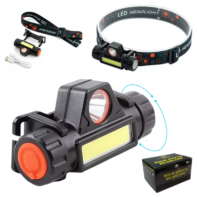 Linterna Minera led Vincha Recargable 2 Luces Led