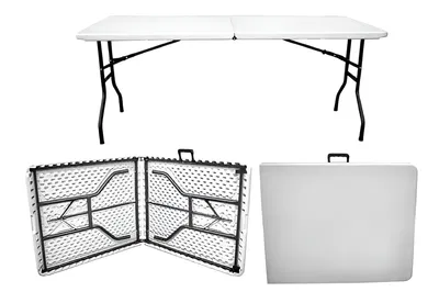 mesa plegable 180 cm blanca noga