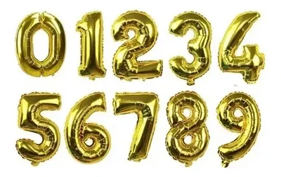 GLOBOS METALIZADOS DE NÚMEROS 40cm xu (10% Dcto. x 6u)