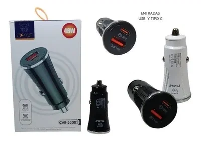 Cargador de celular para Auto 48w Usb-c + Usb 
