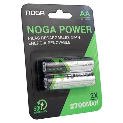 PILAS RECARGABLES DOBLE AA NOGA 2700MAH 1.2V BLISTER X 2U